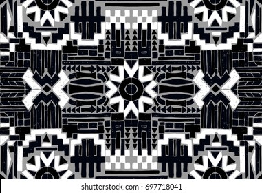 African ethnic print. The Aztec pattern. Oriental lace tape. Indian jewel. Embroidery on fabric. Asian ornament. Tribal art. Japanese, Oriental pattern. The decoration of clothes. 