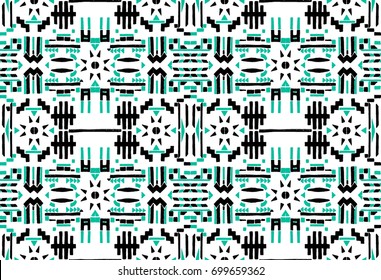 African ethnic print. The Aztec pattern. Oriental lace tape. Indian jewel. Embroidery on fabric. Asian ornament. Tribal art. Japanese, Oriental pattern. The decoration of clothes.