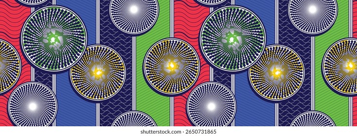 Padrão de círculo sem emenda étnico africano, desenho à mão tribal design têxtil para roupas, saco ou tapete, fundo de tecido cultural abstrato, arte vetorial não gerado por AI