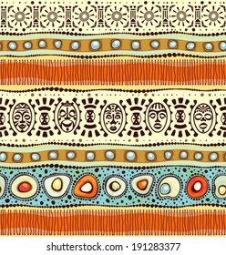 African ethnic seamless horizontal pattern, vector illustration.