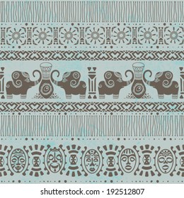 African ethnic seamless horizontal pattern, vector illustration. 