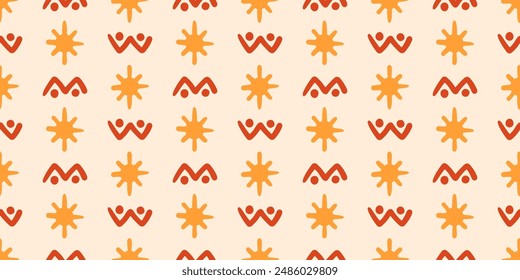 African ethnic seamless pattern. Tribal geometric background texture. Hand drawn ornament print. Vector illustration. Decorative fashionable abstract geometry backdrop. Retro style