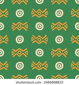 African ethnic seamless pattern. Tribal geometric background texture. Hand drawn ornament print. Vector illustration. Decorative fashionable abstract geometry backdrop. Retro style