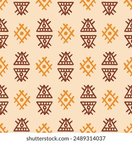 Patrón sin fisuras étnico africano. Textura de fondo geométrica tribal. Estampado de adorno dibujado a mano. Ilustración vectorial. Fondo de geometría abstracta de moda decorativa. Estilo retro