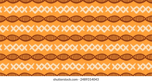African ethnic seamless pattern. Tribal geometric background texture. Hand drawn ornament print. Vector illustration. Decorative fashionable abstract geometry backdrop. Retro style