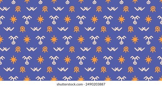 African ethnic seamless pattern. Tribal geometric background texture. Hand drawn ornament print. Vector illustration. Decorative fashionable abstract geometry backdrop. Retro style