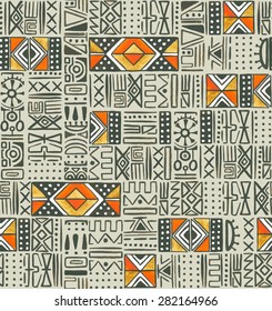 African ethnic seamless watercolor pattern, abstraction illustration.