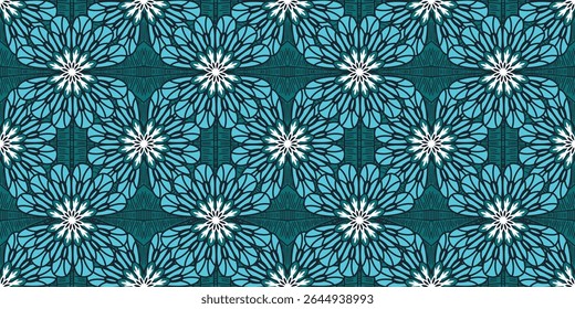 African ethnic traditional Blue pattern. seamless, beautiful Kitenge, chitenge, dutch wax style. fashion design in colorful. botanical abstract motif. floral Ankara prints, African wax prints design.