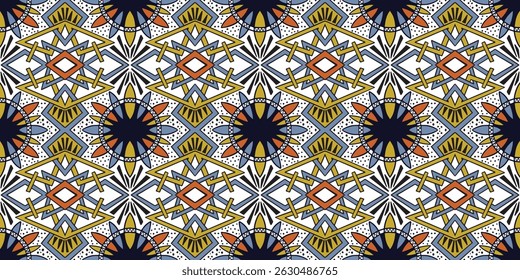 African ethnic traditional blue and white pattern. seamless beautiful Kitenge, chitenge style. fashion design in colorful. Geometric abstract motif. Floral Ankara prints, African wax prints.