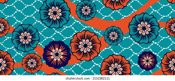 African ethnic traditional pattern . seamless beautiful Kitenge, chitenge, dutch wax style. fashion design in colorful. Geometric abstract motif. commonly known as Ankara prints, African wax prints.