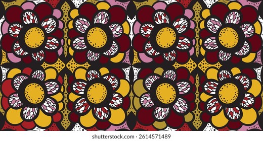 African ethnic traditional pattern . seamless beautiful Kitenge, chitenge, dutch wax style. fashion design in colorful. Geometric abstract motif. commonly known as Ankara prints, African wax prints.