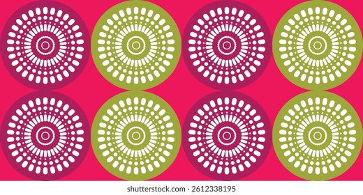African ethnic traditional pink pattern. seamless beautiful Kitenge, chitenge style. fashion design in colorful. Geometric circle abstract motif. Floral Ankara prints, African wax prints.