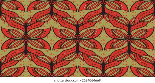 African ethnic traditional red color pattern. seamless beautiful Kitenge, chitenge style. fashion design in colorful. Geometric African abstract motif. Floral Ankara prints, African wax prints.