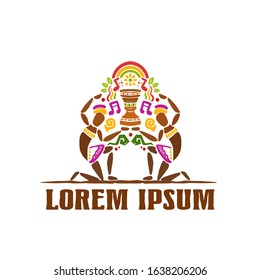 African ethnic tribal logo with dancer silhouette