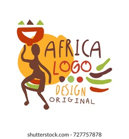 African ethnic tribal logo with female silhouette