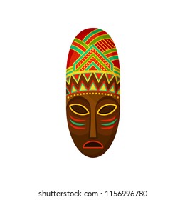 African ethnic tribal mask, authentic symbol of Africa with ethnic ornament vector Illustration on a white background