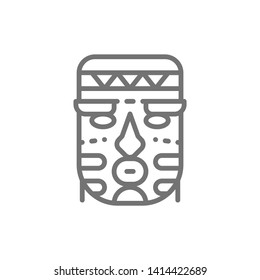 African ethnic tribal mask line icon.