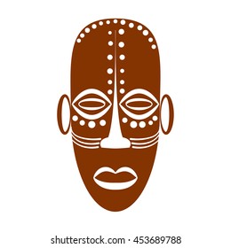 African Ethnic Tribal mask on white background. Flat icons. Ritual symbols. Vector illustration eps10