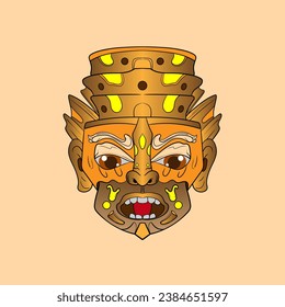 african ethnic tribal ritual masks of different shape isolated on white background vector illustration.
