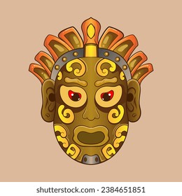 african ethnic tribal ritual masks of different shape isolated on white background vector illustration.
