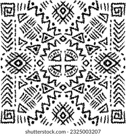 African ethnic tribal seamless pattern background on black and white.