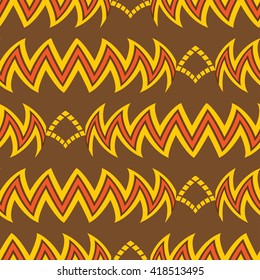 African fabric design modern zigzag yellow brown and orange