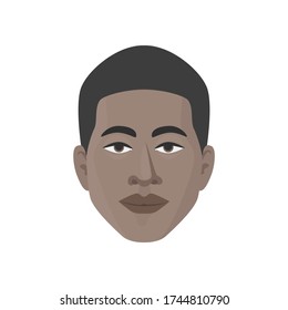 African face in modern flat style vector, simple people concept on white background for your design work, presentation, website or others.