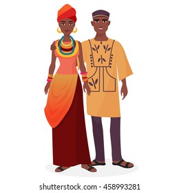 African family. African man and woman couple in traditional national clothes