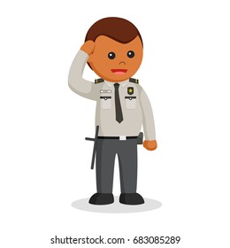 african fat security officer giving salute