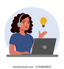 African Female Customer Services Agent. Woman wearing headset answering customer service.