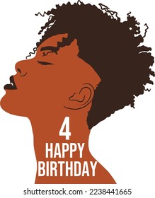 African female face. Beautiful dark-skinned female face. Black lives matter. Black girl with short hair. Black woman with short hair. Wishing happy 4 year anniversary.