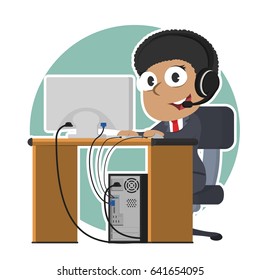 african female operator working