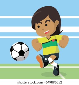 african female soccer player shooting ball