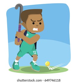 african field hockey player ready to shoot