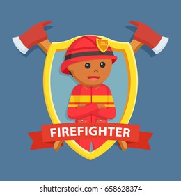african firefighter in emblem