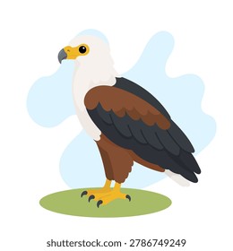 African fish eagle illustration featuring Haliaeetus vocifer perched proudly, African fish eagle vector art celebrating Haliaeetus vocifer.