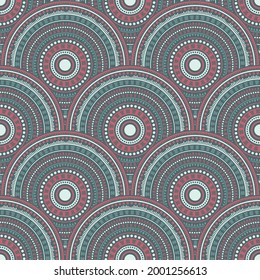 African fish scale carpet design vector seamless pattern. Tribal motifs intricate line art geometry. South african ethnic mandala shapes seamless geometric motifs pattern.