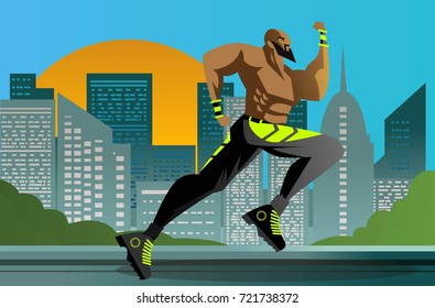 african fitness runner training in the city