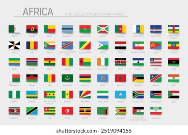 African flag set. Vector illustration
