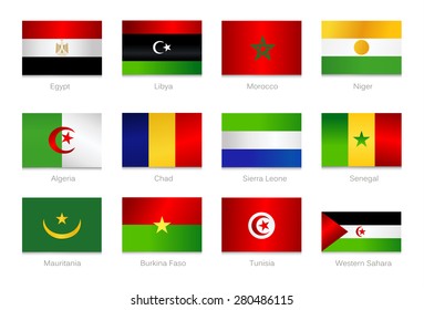 African Flags. Collection part 1. Vector illustration.