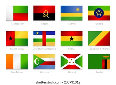 African Flags. Collection part 3. Vector illustration.