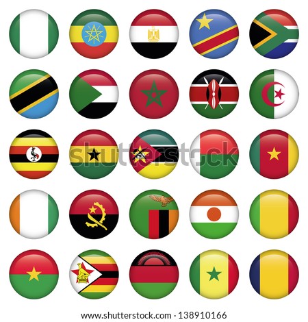 African Flags Round Icons