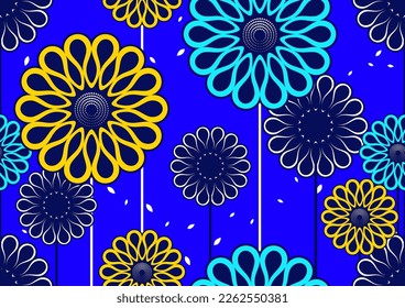 patrón sin fisuras de flores africanas, arte gráfico y fondo abstracto