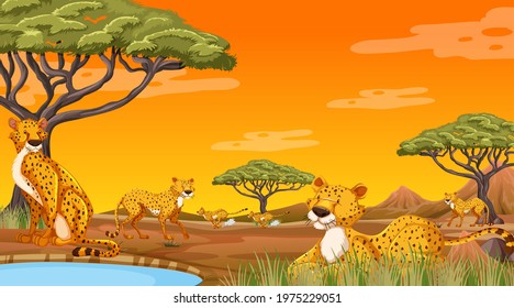 African forest landscape background illustration