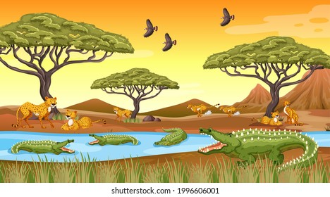 African forest landscape background illustration