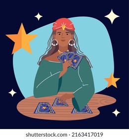 african fortune teller with cards