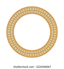 African frame circle border. Ethnic tribal texture. Sun print for logo, label, coffee tags.