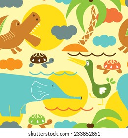 African funny animals. Kids seamless pattern