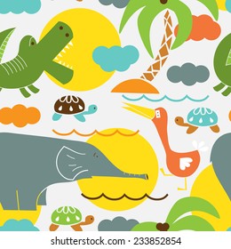 African funny animals seamless pattern. Kids background