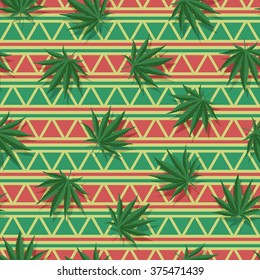 African Ganja Seamless Vector Pattern Background